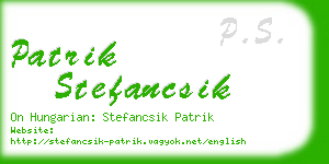 patrik stefancsik business card